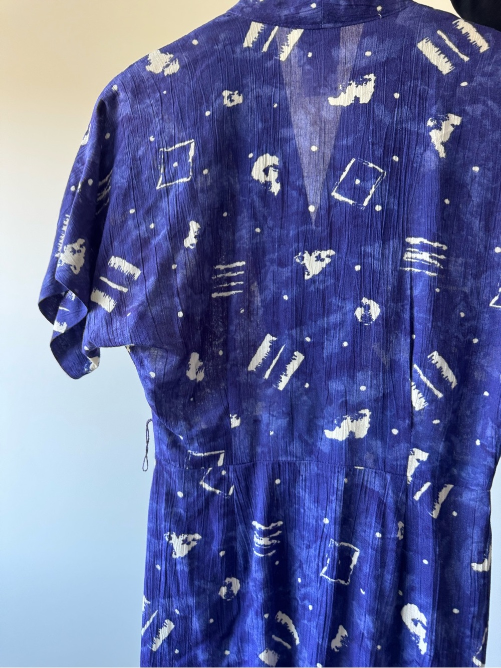 Rabbit Rabbit Rabbit Deep Navy Blue Abstract Button-Front Midi Dress - Picture 5 of 7